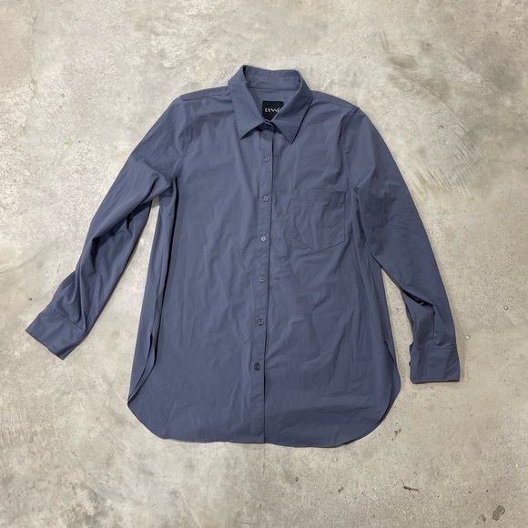 Lysse Schiffer Dusty Blue 4-Way Wrinkle-Resistant Long Sleeve Button Down Medium - Picture 2 of 5